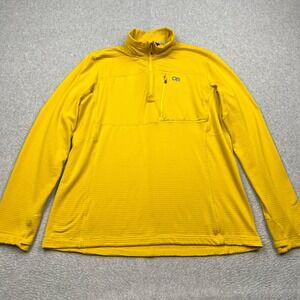 Outdoor Research Vigor Quarter Zip Mens Large Yellow Waffle Grid Fleece Pullover